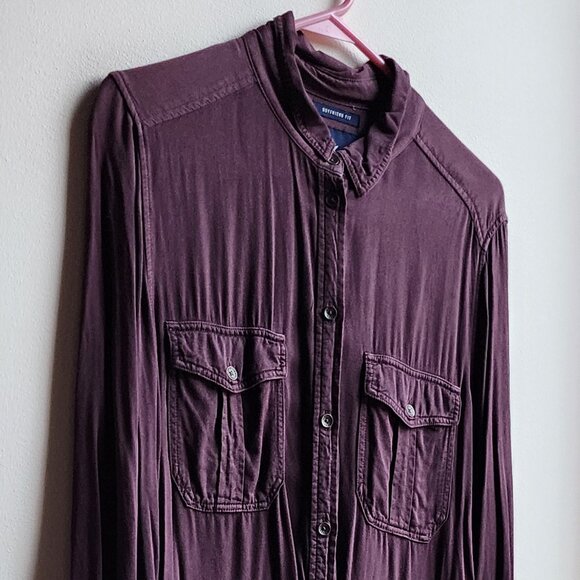 American Eagle Outfitters Purple "Boyfriend Fit" Button Down Shirt Size Medium - Picture 2 of 16